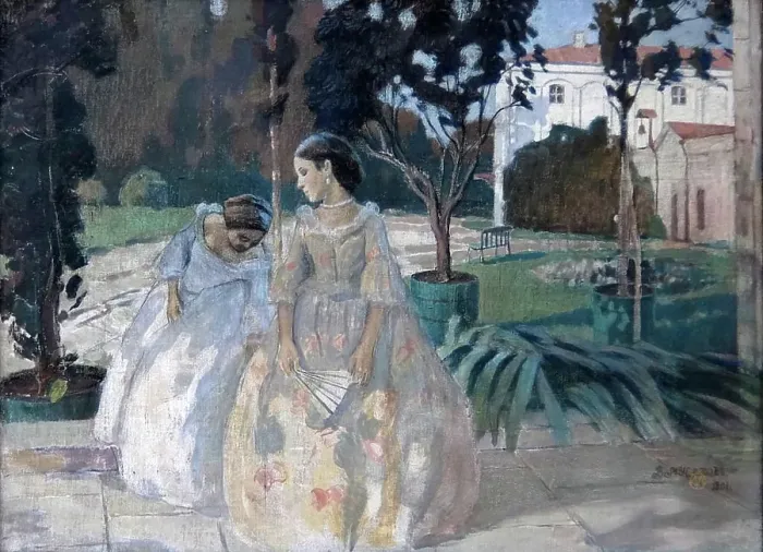 Framed Print : Tapestry by Victor Borisov-Musatov. Victor Elpidiforovich Borisov-Musatov (1870-1905) a Russian painter
