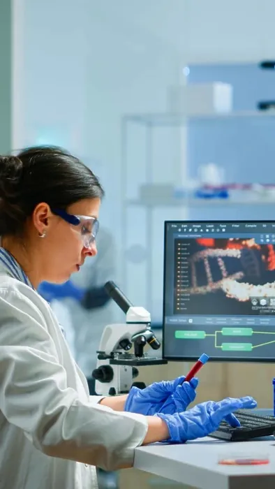 Framed Print : Team of microbiology scientists discussing about virus development Framed Print : Team of microbiology scientists discussing about virus development