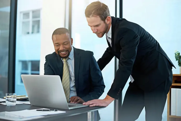 Framed Print : Teamwork, lawyers or business people on laptop at law firm for consulting