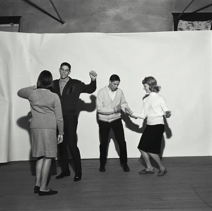 Framed Print : Two teenage couples dancing Framed Print : Two teenage couples dancing