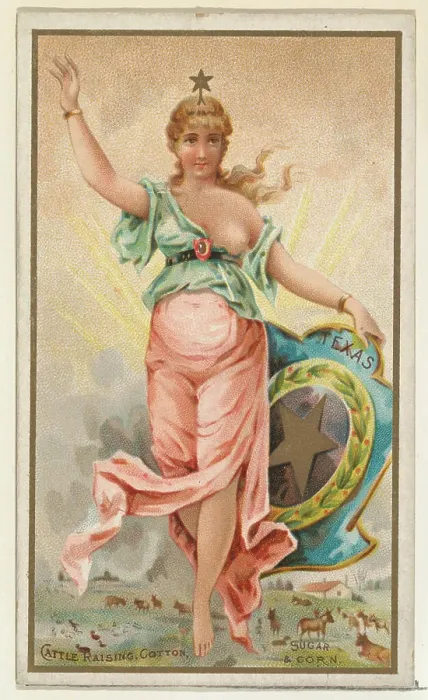 Framed Print : Texas, from the Industries of States series (N117) issued by Duke Sons & Co Framed Print : Texas, from the Industries of States series (N117) issued by Duke Sons & Co