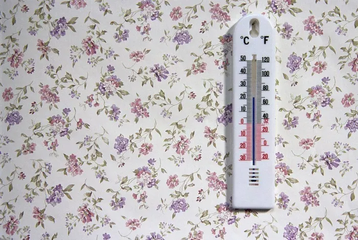 Framed Print : Thermostat temperature at 21 degrees