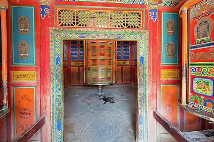 Framed Print : Tibetan Buddhism, wooden prayer wheel painted with Buddhist symbols Framed Print : Tibetan Buddhism, wooden prayer wheel painted with Buddhist symbols