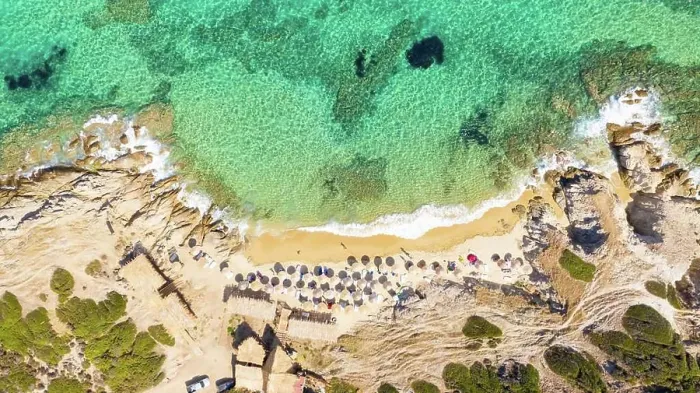 Framed Print : Tigania beach in Greece aerial Framed Print : Tigania beach in Greece aerial