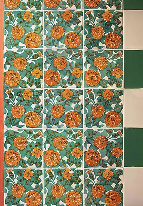 Framed Print : Tiles with carnation motifs, Casa Vicens Gaudi, Barcelona, Spain, Europe Framed Print : Tiles with carnation motifs, Casa Vicens Gaudi, Barcelona, Spain, Europe