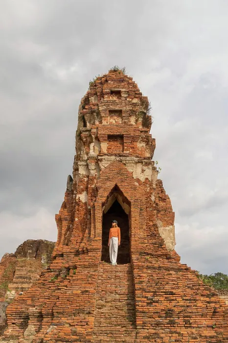 Framed Print : Tourist woman walking inside Bueng Phra Ram Park temple Framed Print : Tourist woman walking inside Bueng Phra Ram Park temple