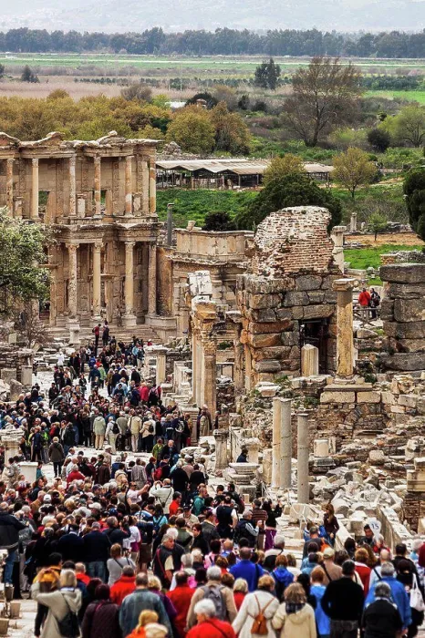 Framed Print : Tourists walking among the ruins and Celsus Library; Ephesus, Izmir, Turkey Framed Print : Tourists walking among the ruins and Celsus Library; Ephesus, Izmir, Turkey