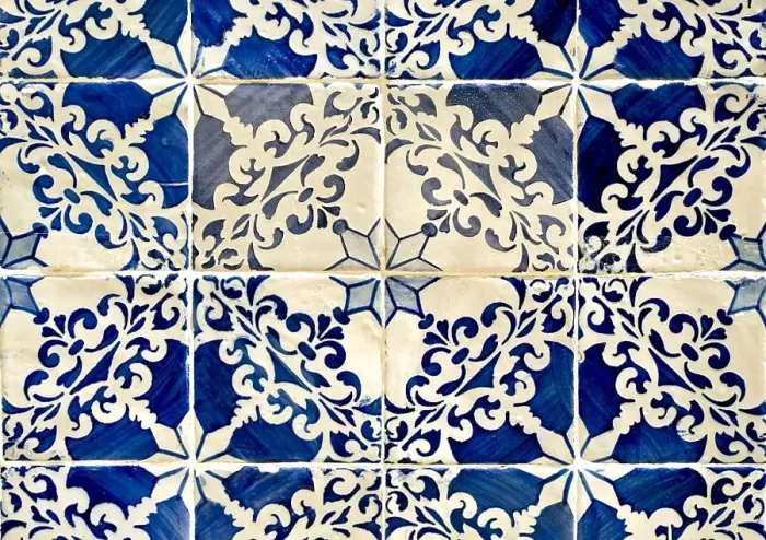 Framed Print : Traditional blue colored tiles decorating old Lisbon buildings Framed Print : Traditional blue colored tiles decorating old Lisbon buildings