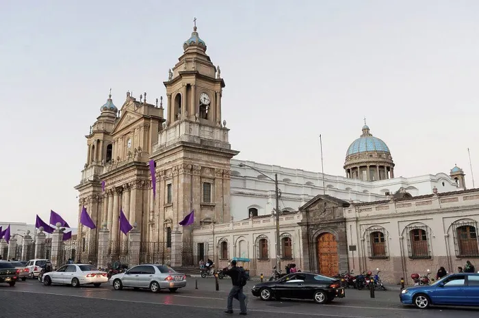 Framed Print : Traffic Lined Up On The Street Outside The Cathedral Of Guatemala City, Guatemala City Guatemala Framed Print : Traffic Lined Up On The Street Outside The Cathedral Of Guatemala City, Guatemala City Guatemala