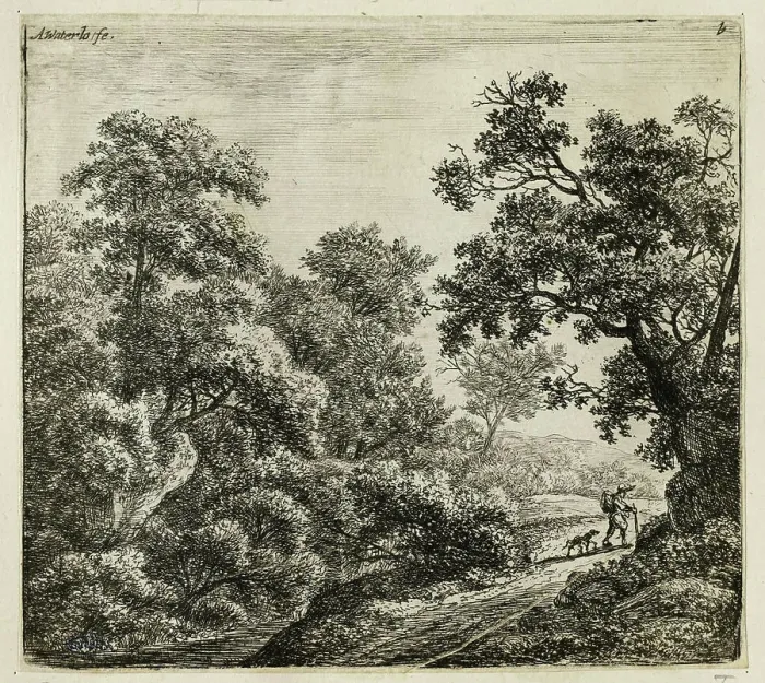 Framed Print : The traveler and his dog (Hollstein 60) Anthonie Waterloo (1609-1690) Framed Print : The traveler and his dog (Hollstein 60) Anthonie Waterloo (1609-1690)