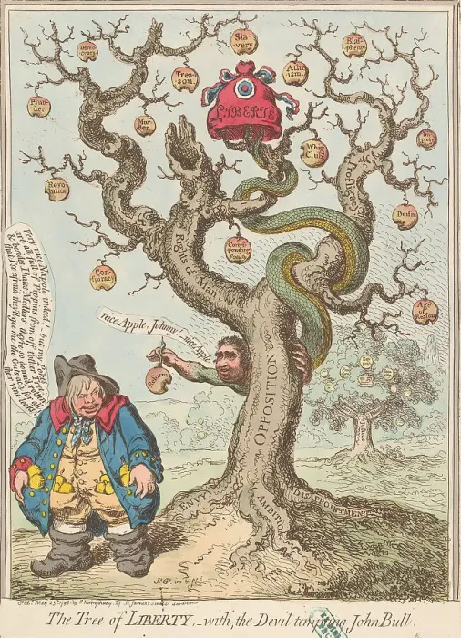 Framed Print : Tree Liberty Devil Tempting John Bull Fox James Gillray Framed Print : Tree Liberty Devil Tempting John Bull Fox James Gillray