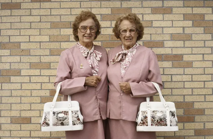 Framed Print : Twin adult woman dressed alike Framed Print : Twin adult woman dressed alike