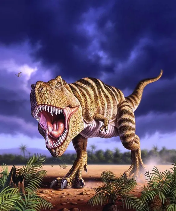 Framed Print : A Tyrannosaurus Rex attacks, lit by the late afternoon sun Framed Print : A Tyrannosaurus Rex attacks, lit by the late afternoon sun