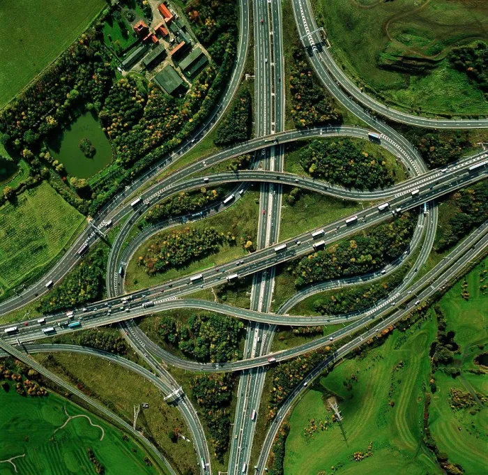 Framed Print : UK, Essex, Intersection of M25 and M11 motorways Framed Print : UK, Essex, Intersection of M25 and M11 motorways