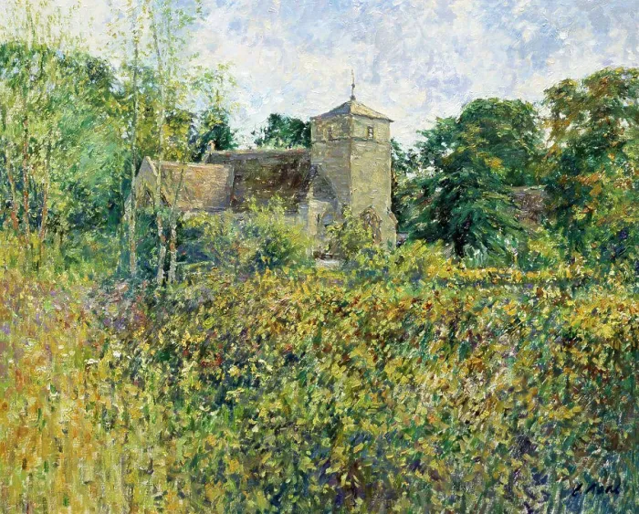 Framed Print : UK, Gloucestershire, Eastleach, Martin Church (Afternoon, October) by Charles Neal, oil on canvas, b.1951 British Framed Print : UK, Gloucestershire, Eastleach, Martin Church (Afternoon, October) by Charles Neal, oil on canvas, b.1951 British