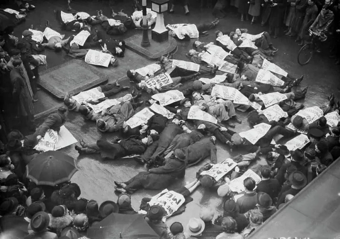 Framed Print : Unemployed 'Lie-Down' Demonstration In Oxford-Street -- The unemployed during their 'lie-down' demonstration Framed Print : Unemployed 'Lie-Down' Demonstration In Oxford-Street -- The unemployed during their 'lie-down' demonstration