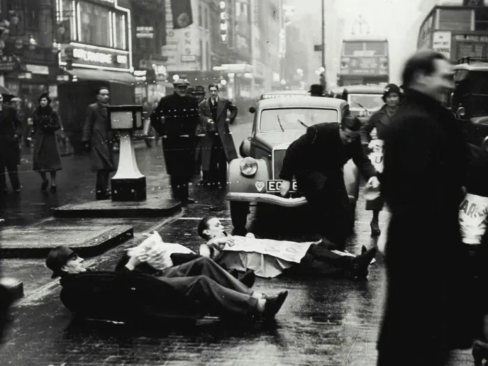 Framed Print : Unemployed Men Lie Down in Oxford Street -- The unemployed men lying in the road at the corner of Oxford Street Framed Print : Unemployed Men Lie Down in Oxford Street -- The unemployed men lying in the road at the corner of Oxford Street