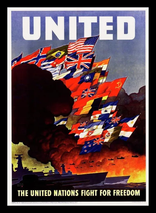 Framed Print : United Nations Second World War poster Framed Print : United Nations Second World War poster