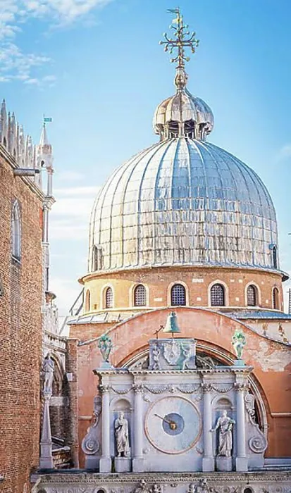 Framed Print : Unusual view on the roof of San Marco church from Palazzo Ducale balcony