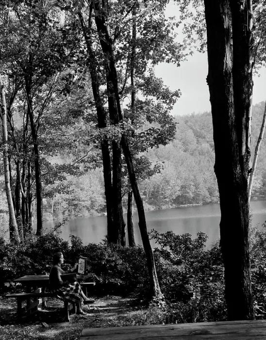 Framed Print : USA, Massachusetts, Savoy Mountain State Forest, Young woman painting by lake Framed Print : USA, Massachusetts, Savoy Mountain State Forest, Young woman painting by lake