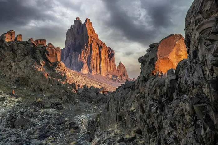 Framed Print : USA, New Mexico. Shiprock formation at sunrise