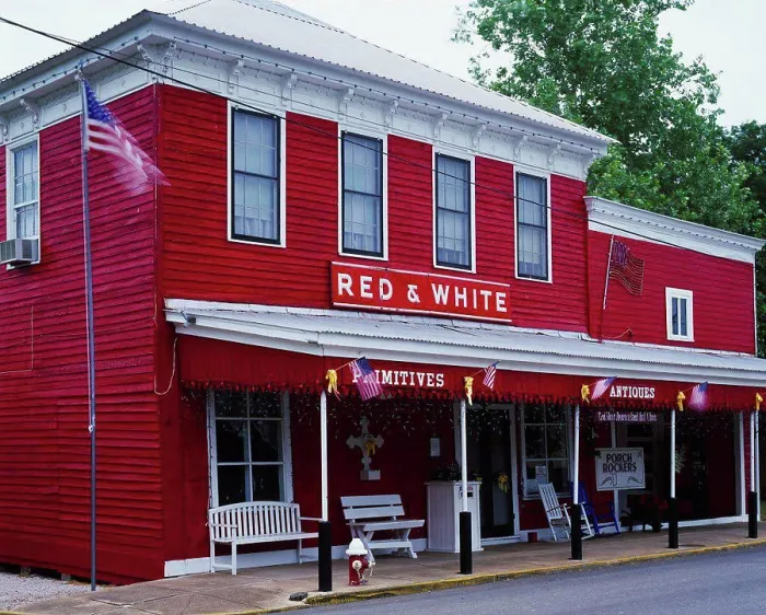 Framed Print : USA, Texas, Gayette County, Fayetteville, Red and White Store
