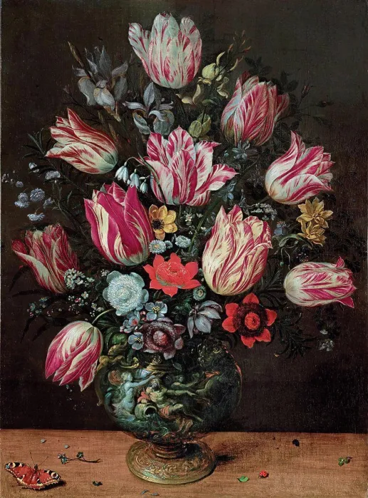 Framed Print : Vase with Tulips by Daniels, Andries (ca) Framed Print : Vase with Tulips by Daniels, Andries (ca)