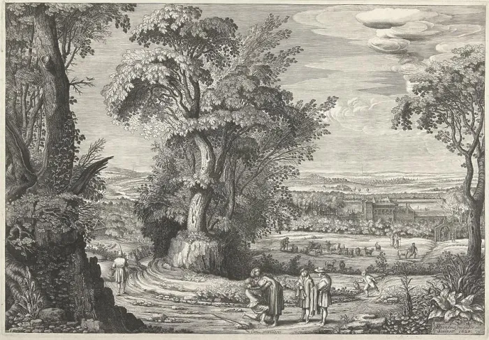 Framed Print : In a vast, wooded landscape, in the foreground in the center Framed Print : In a vast, wooded landscape, in the foreground in the center