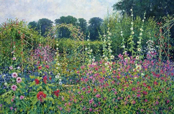 Framed Print : Vegetable Gardens, Trellis Work 1994 Charles Neal (b.1951 / British) Oil on canvas Framed Print : Vegetable Gardens, Trellis Work 1994 Charles Neal (b.1951 / British) Oil on canvas