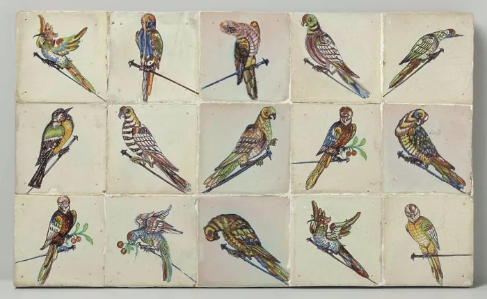 Framed Print : Veld van vijftien tegels.Fifteen tiles field (3 x 5) each with a multi-colored (blue) Framed Print : Veld van vijftien tegels.Fifteen tiles field (3 x 5) each with a multi-colored (blue)