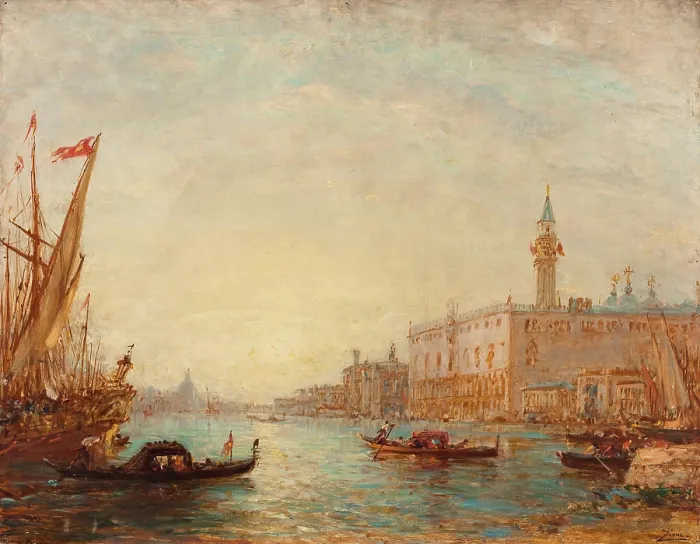 Framed Print : Venice, Dogs Palace Felix Ziem (1821-1911). Venice, Dogs Palace. Oil on wood