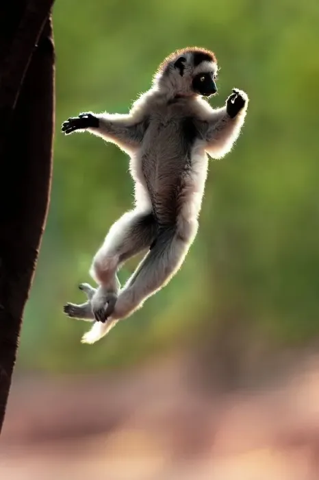 Framed Print : Verreaux's sifaka (Propithecus verreauxi) leaping from a tree in spiny forest Framed Print : Verreaux's sifaka (Propithecus verreauxi) leaping from a tree in spiny forest