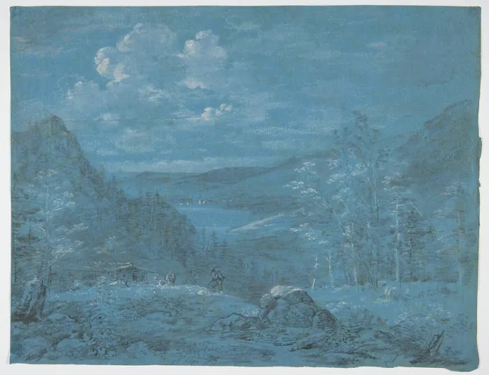 Framed Print : View of the Ankl-Alpe and the Schliersee 1817 Johann Georg von Dillis German