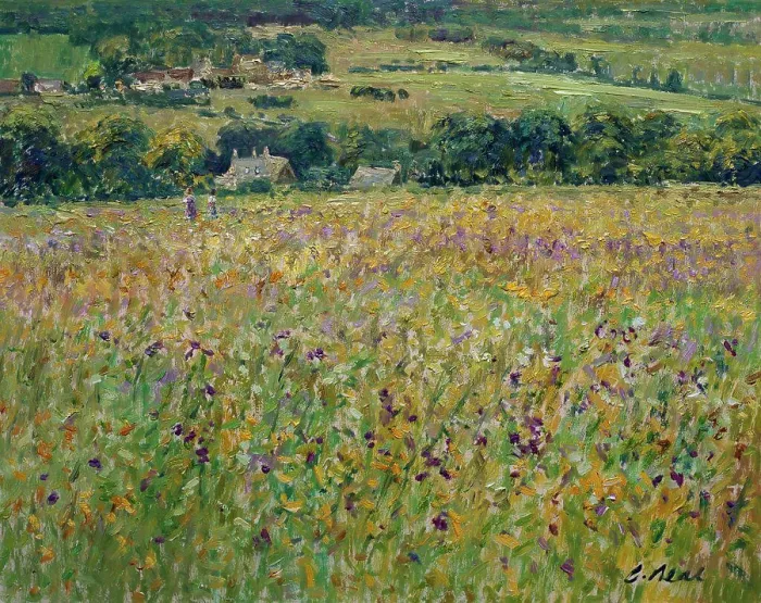 Framed Print : View Towards Colesbourne (Afternoon, August) by Charles Nea, oil on canvas, (b.1951) Framed Print : View Towards Colesbourne (Afternoon, August) by Charles Nea, oil on canvas, (b.1951)