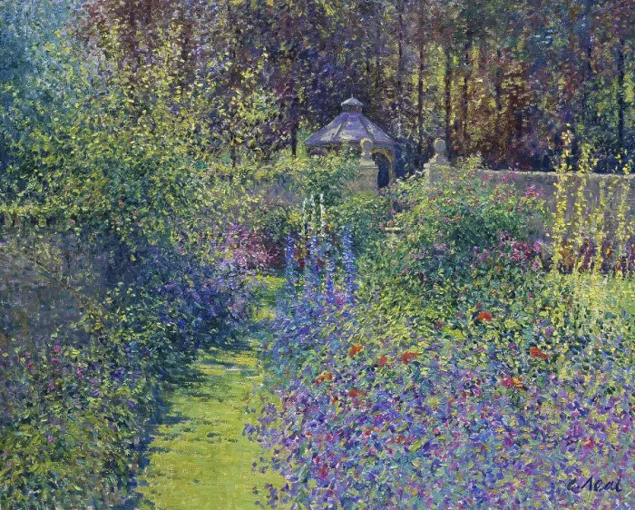 Framed Print : View to Gazebo, Summer, Cerney House 1998 Charles Neal (b.1951 / British) Oil on canvas Framed Print : View to Gazebo, Summer, Cerney House 1998 Charles Neal (b.1951 / British) Oil on canvas