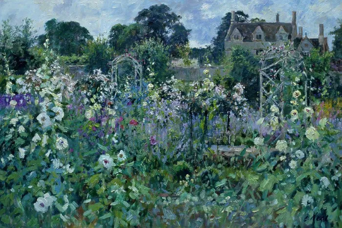 Framed Print : View to House, Vegetable Garden by Charles Neal, oil on canvas, (b.1951) Framed Print : View to House, Vegetable Garden by Charles Neal, oil on canvas, (b.1951)