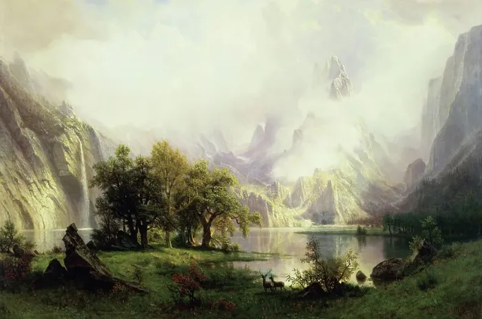 Framed Print : View of Rocky Mountains by Bierstadt Framed Print : View of Rocky Mountains by Bierstadt