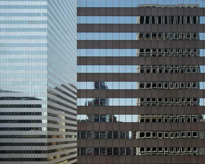 Framed Print : Detail view of two skyscrapers. New York Cityscapes 2017, New York City, United States. Architect: various, 2017 Framed Print : Detail view of two skyscrapers. New York Cityscapes 2017, New York City, United States. Architect: various, 2017