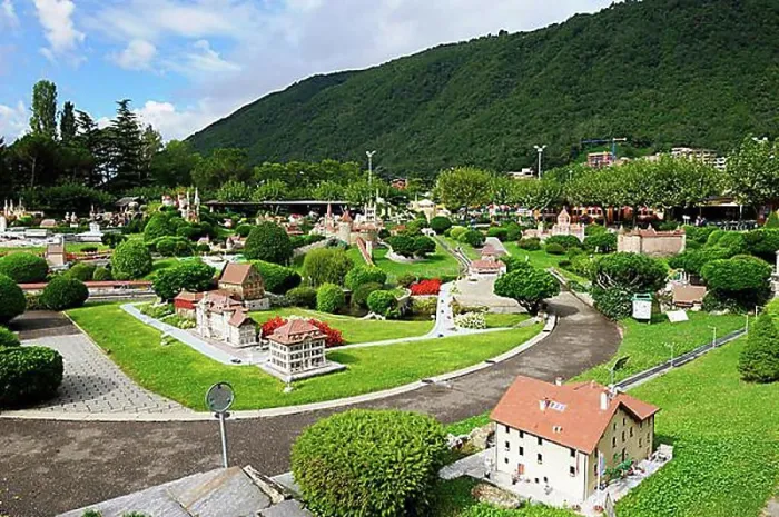 Framed Print : View over Swissminiatur, Melide, Lugano, Ticino, Switzerland, Europe Framed Print : View over Swissminiatur, Melide, Lugano, Ticino, Switzerland, Europe