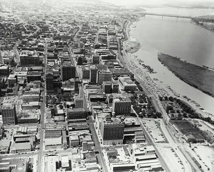 Framed Print : Vintage Photograph. Aerial view of Memphis Framed Print : Vintage Photograph. Aerial view of Memphis