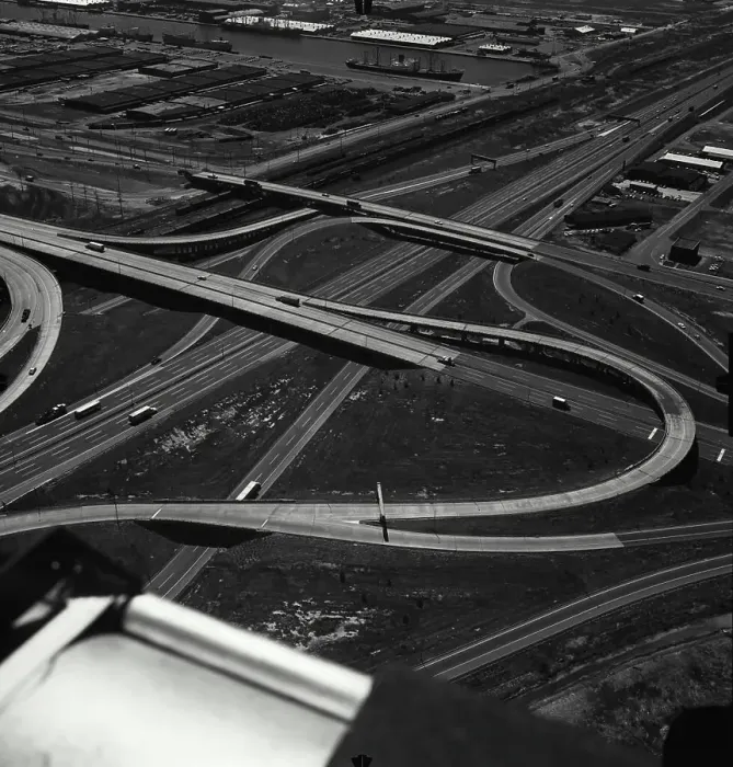 Framed Print : Vintage Photograph. Aerial view of Newark Interchange over New Jersey Turnpike, Newark, New Jersey