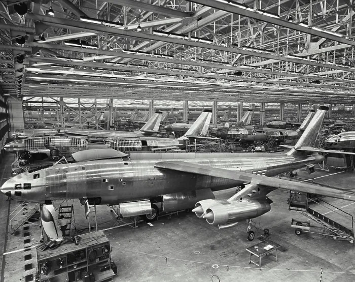 Framed Print : Vintage photograph. Boeing B-47 Stratojet final assembly area at Wichita, Kansas Framed Print : Vintage photograph. Boeing B-47 Stratojet final assembly area at Wichita, Kansas