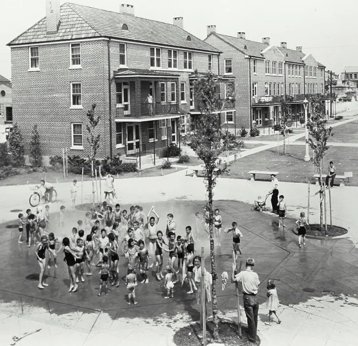 Framed Print : Vintage photograph. Children playing outside in fountain at Iberville Public Housing in New Orleans, Louisiana Framed Print : Vintage photograph. Children playing outside in fountain at Iberville Public Housing in New Orleans, Louisiana