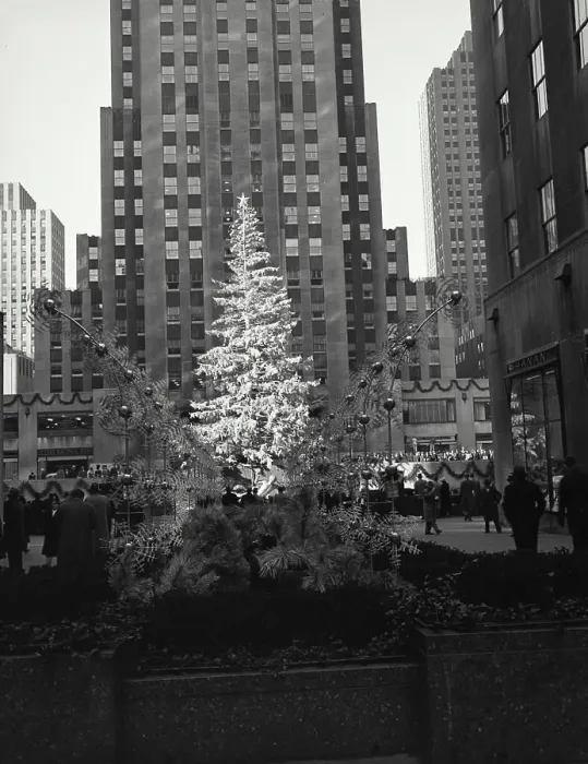 Framed Print : Vintage photograph. Christmas tree scene in plaza. Rockefeller Center Framed Print : Vintage photograph. Christmas tree scene in plaza. Rockefeller Center