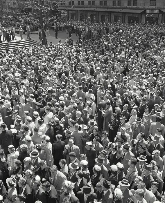 Framed Print : Vintage Photograph. Easter Crowd on fifth avenue in new york city Framed Print : Vintage Photograph. Easter Crowd on fifth avenue in new york city