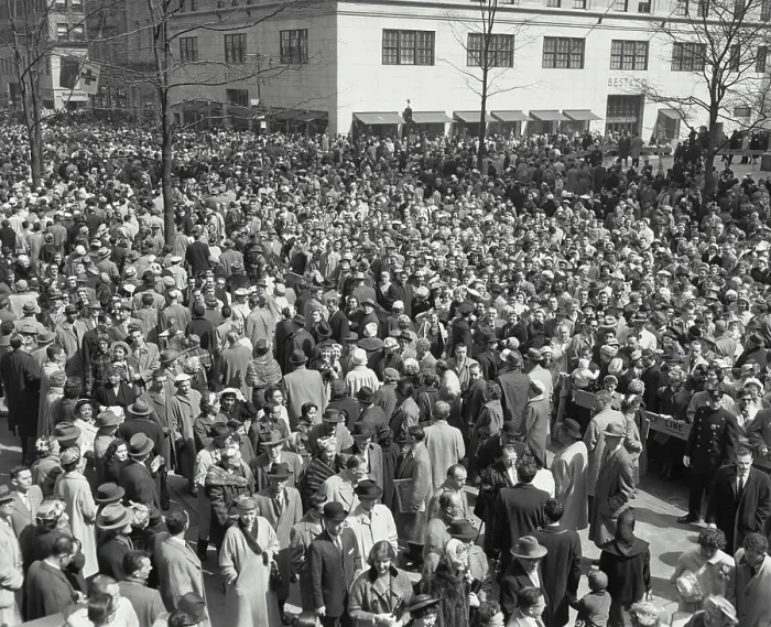 Framed Print : Vintage Photograph. The Easter parade crowd on Fifth Ave. Frame 19 Framed Print : Vintage Photograph. The Easter parade crowd on Fifth Ave. Frame 19