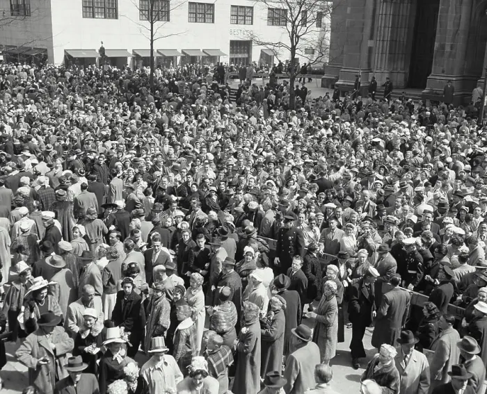 Framed Print : Vintage Photograph. The Easter parade crowd on Fifth Ave. Frame 4 Framed Print : Vintage Photograph. The Easter parade crowd on Fifth Ave. Frame 4