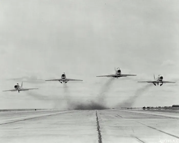 Framed Print : Vintage photograph. F - 86s at Larsen air force base Framed Print : Vintage photograph. F - 86s at Larsen air force base