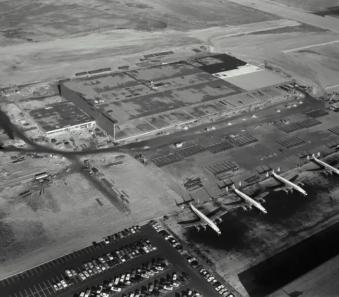 Framed Print : Vintage Photograph. Hangar construction at New York International Airport, Idlewild, New York City