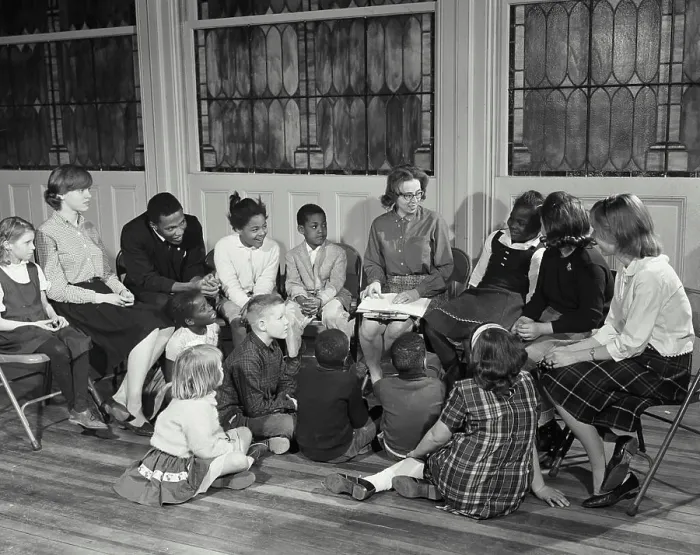 Framed Print : Vintage Photograph. Inter-racial activities at St. James Methodist church. Frame 1 Framed Print : Vintage Photograph. Inter-racial activities at St. James Methodist church. Frame 1